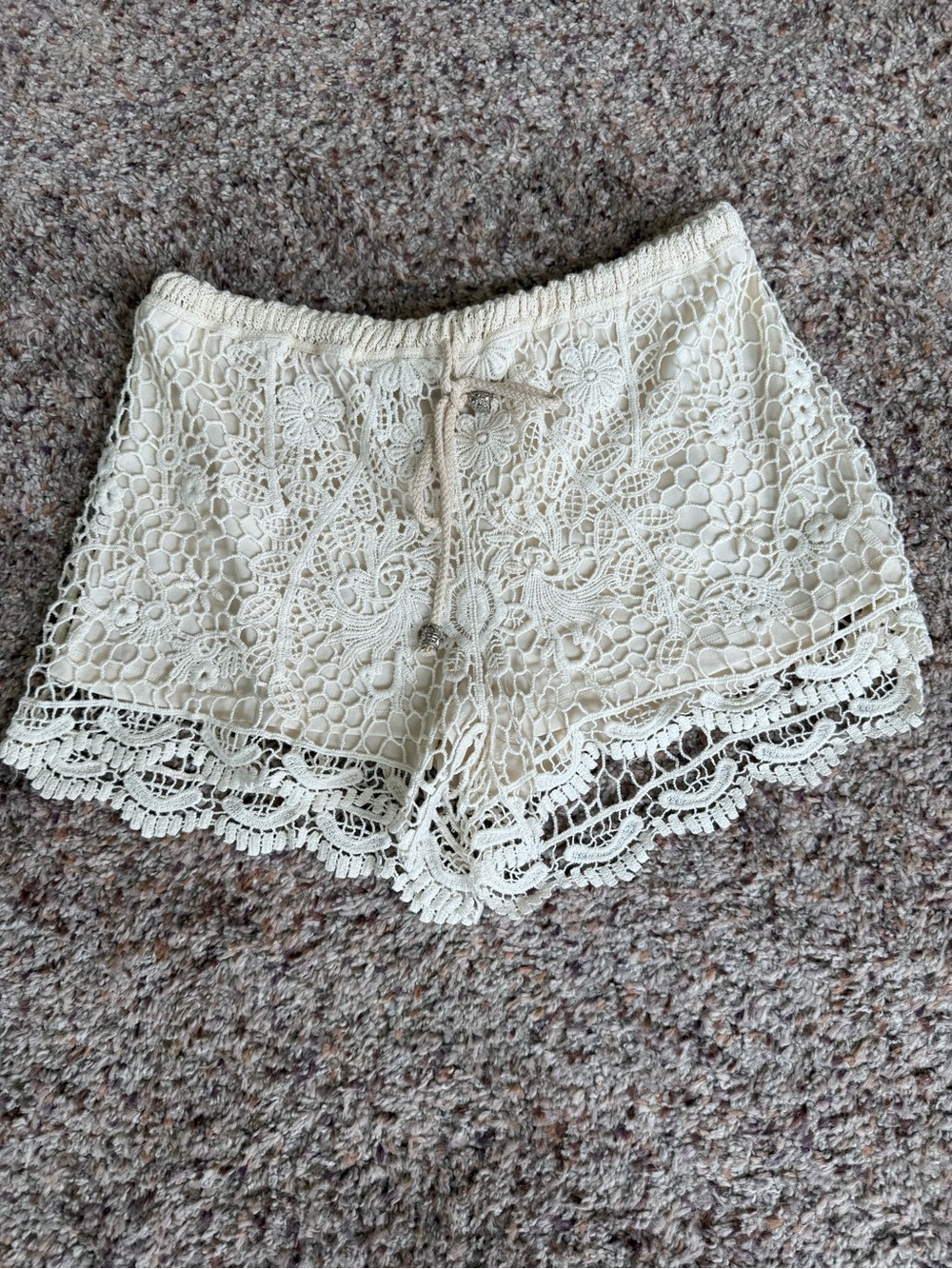 Body Central Crochet Lace Drawstring Shorts - Cream